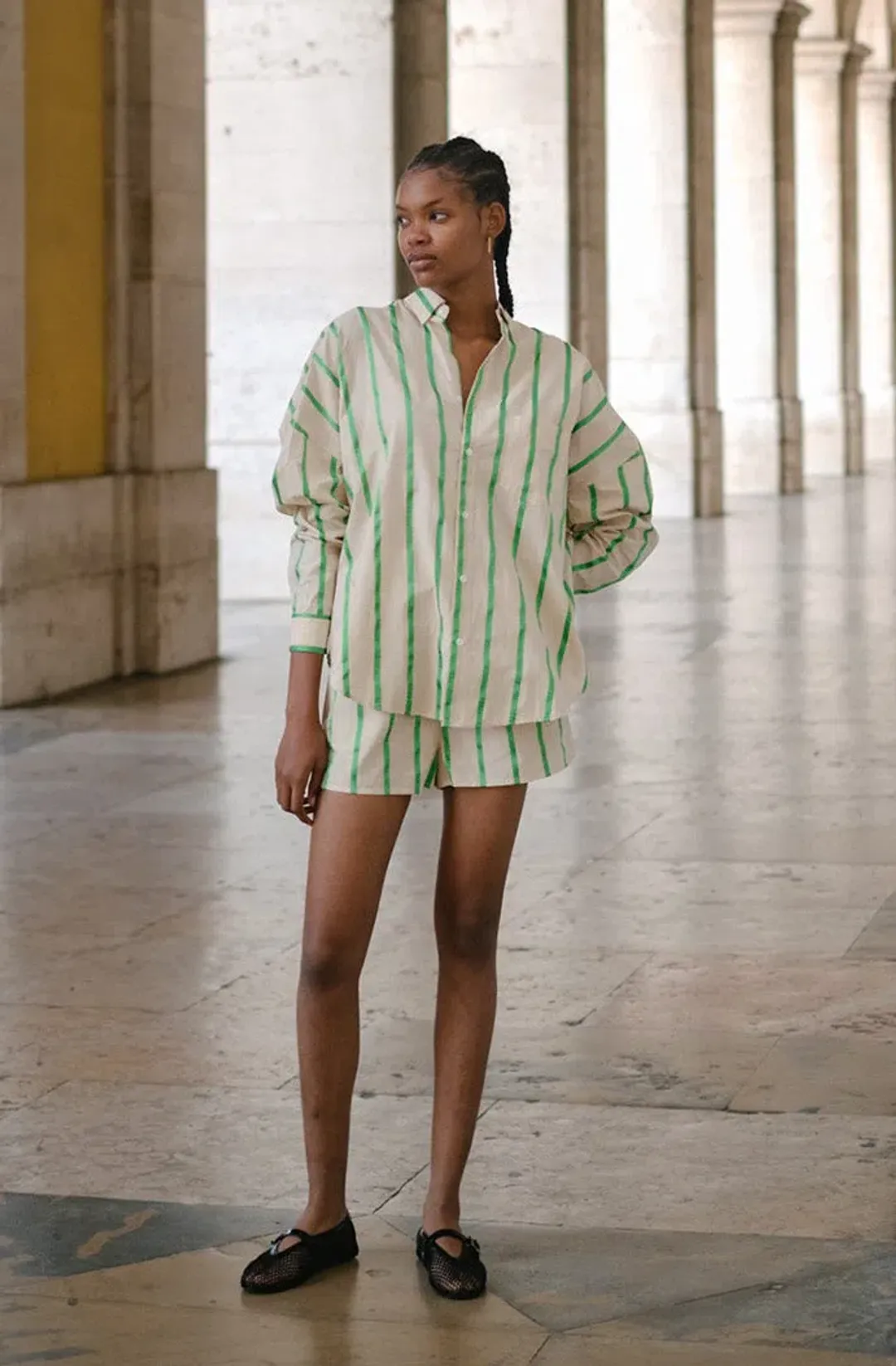 Blanca Fleur Shirt and Shorts Matching Set Green Print Size S/M / AU 8 for rent on The Volte - main image
