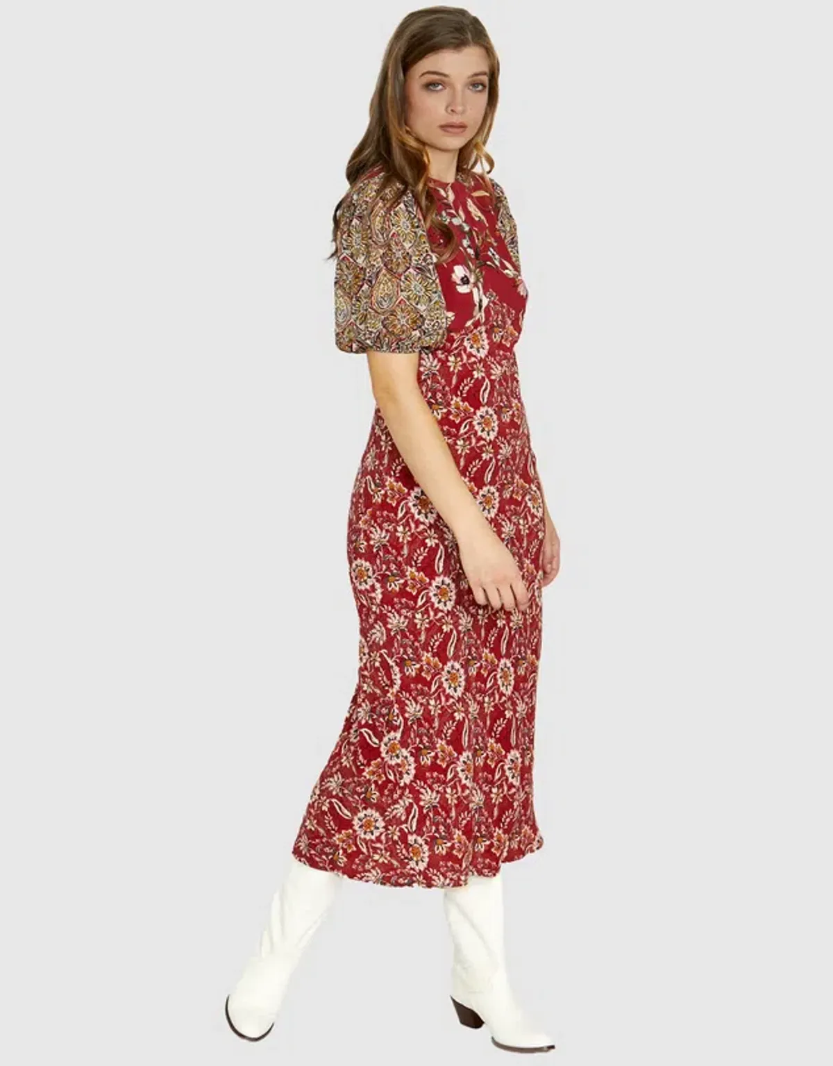Kachel Harlow Dress Red Print Size 10 - Image 2