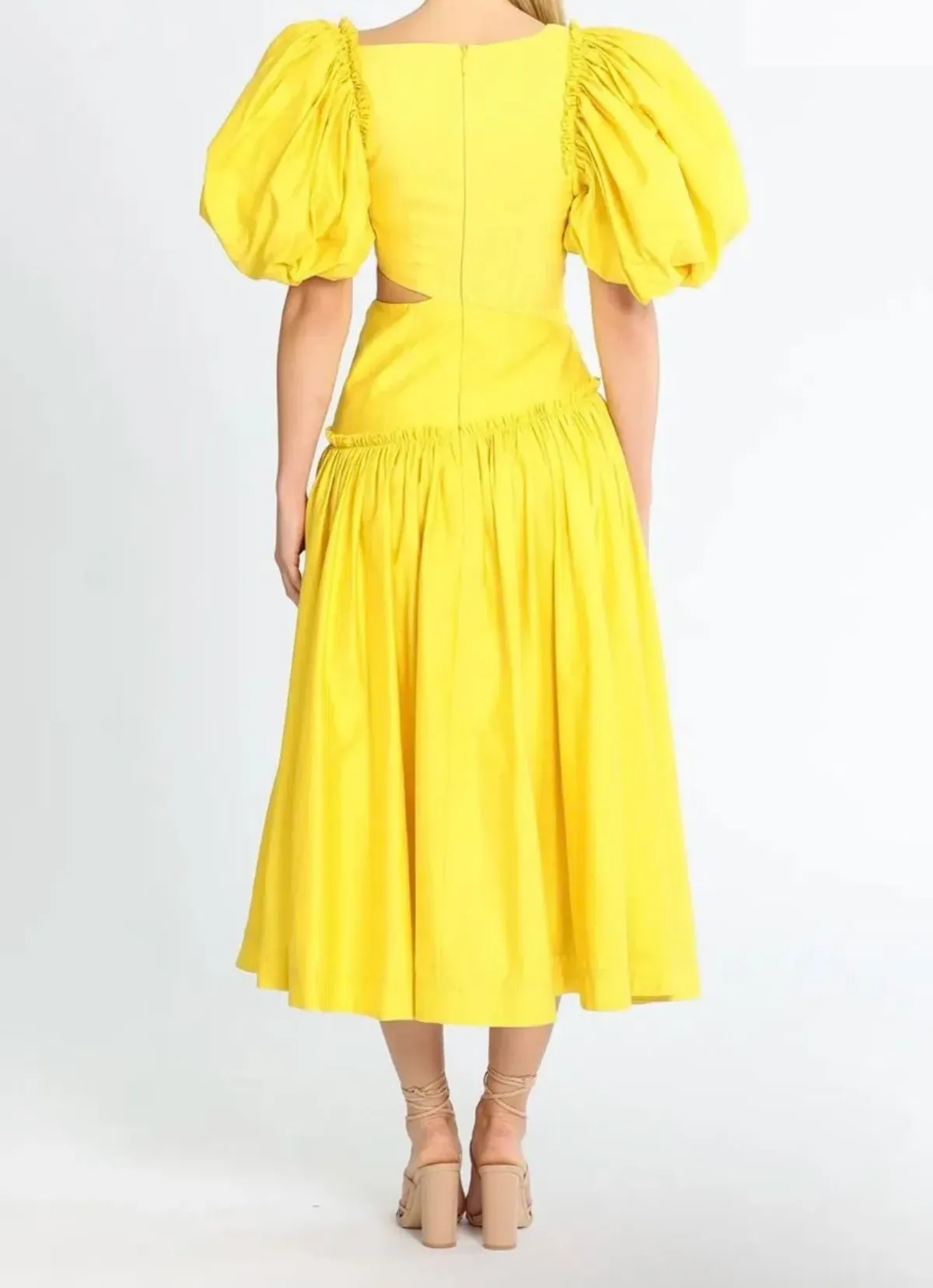 Aje Chateau Cut Out Midi Dress Sun Shower Yellow Size 10 - Image 8