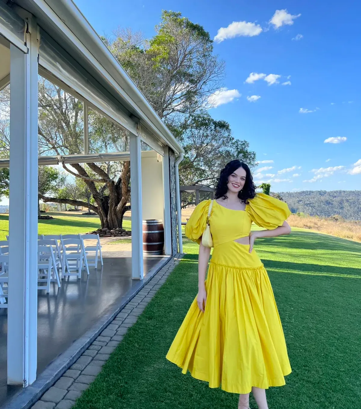 Aje Chateau Cut Out Midi Dress Sun Shower Yellow Size 10 - Image 4