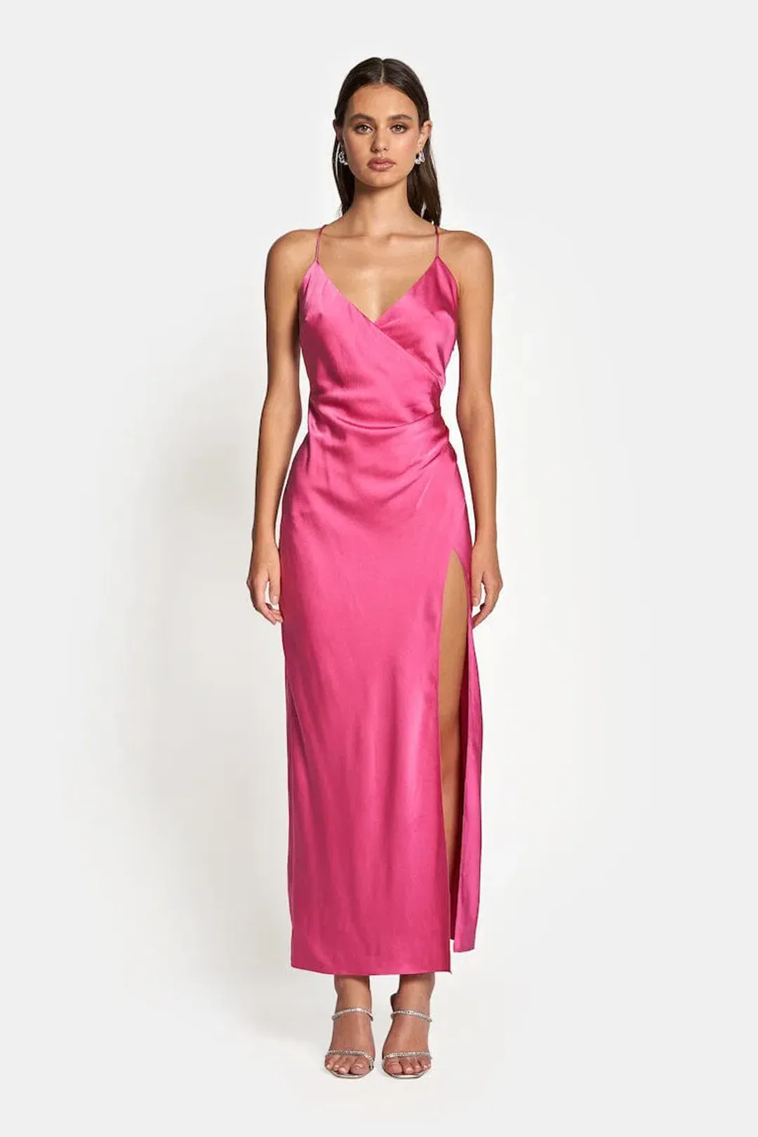 Sofia the Label Elle Silk Midi Dress Pink Size 8 for rent on The Volte - main image