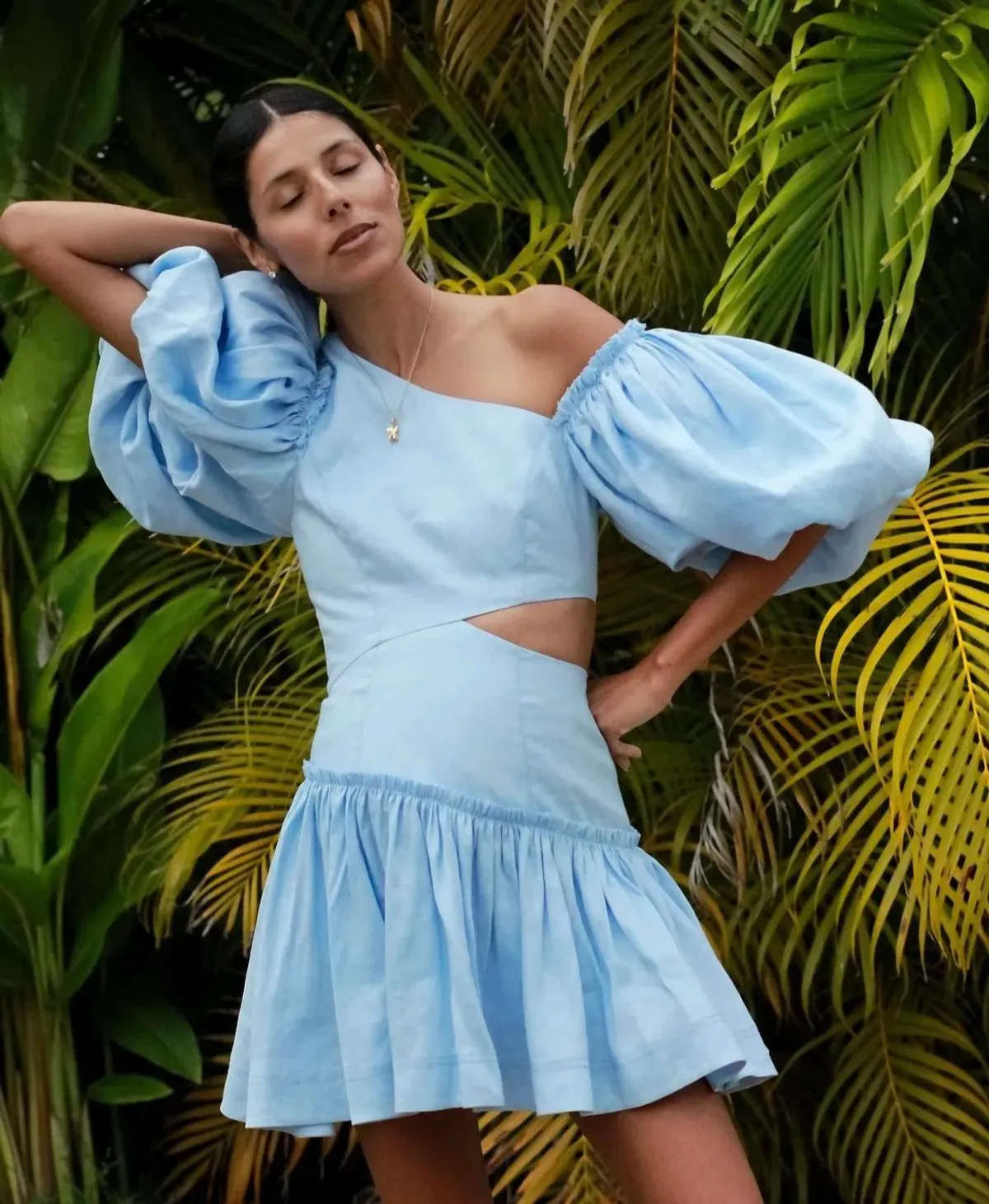 Aje Chateau Midi Dress Sky Blue Size 8 - Image 3