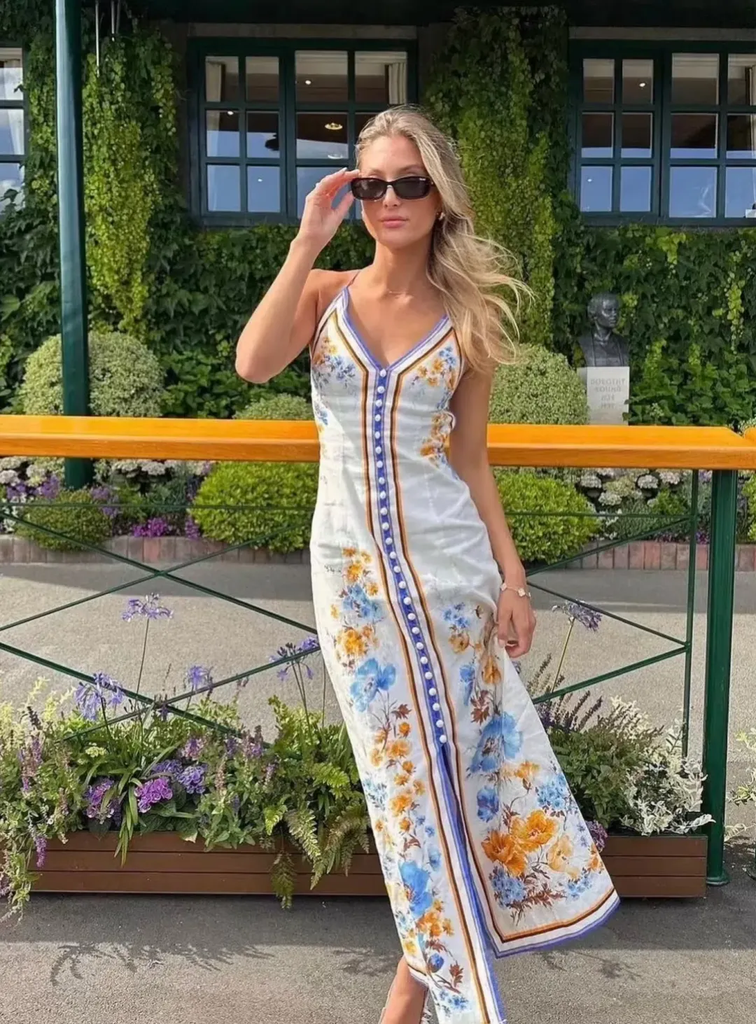 Zimmermann Halcyon Printed Linen Midi Dress White Floral Size 0/AU 8 for rent on The Volte - main image