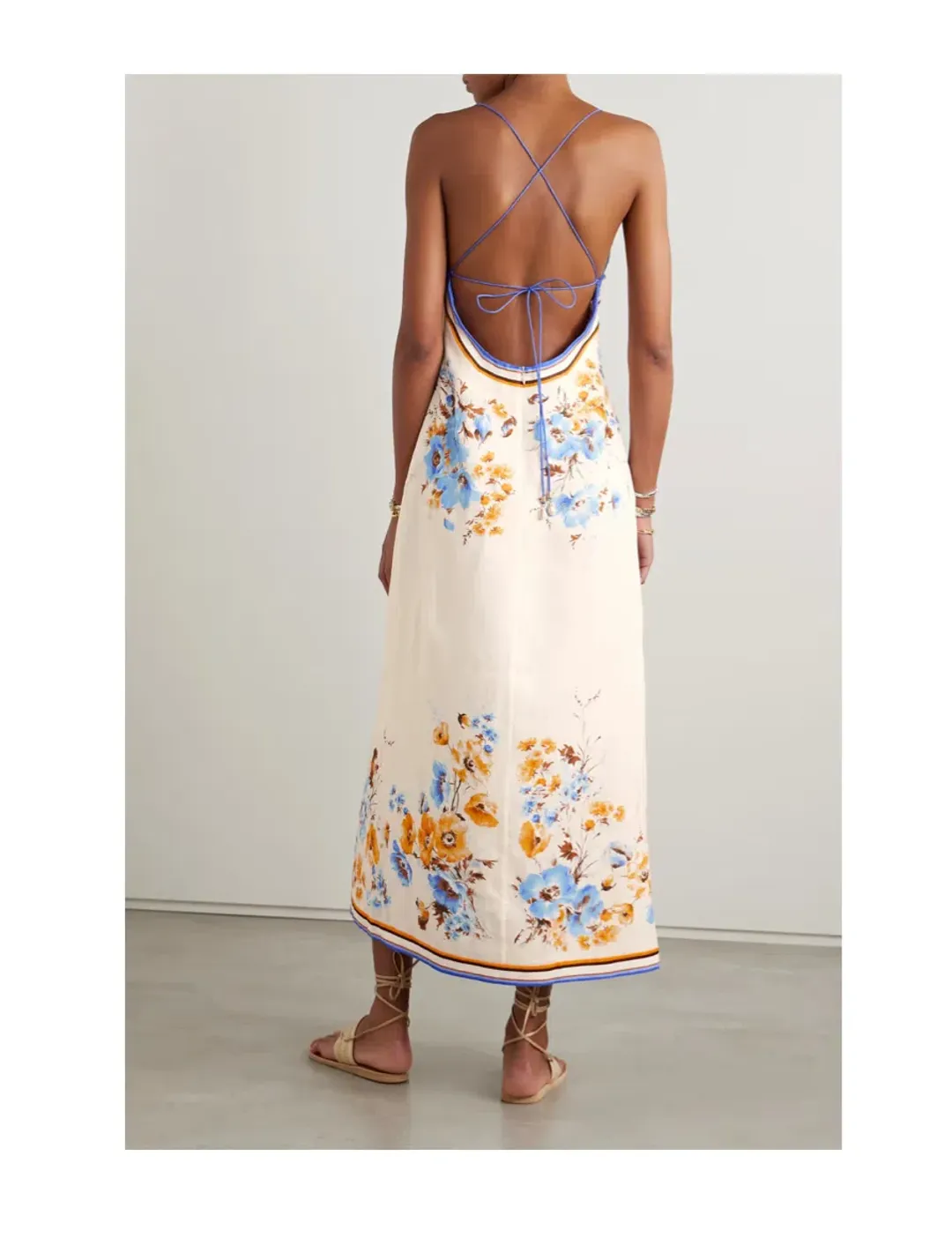 Zimmermann Halcyon Printed Linen Midi Dress White Floral Size 0/AU 8 for rent on The Volte - main image