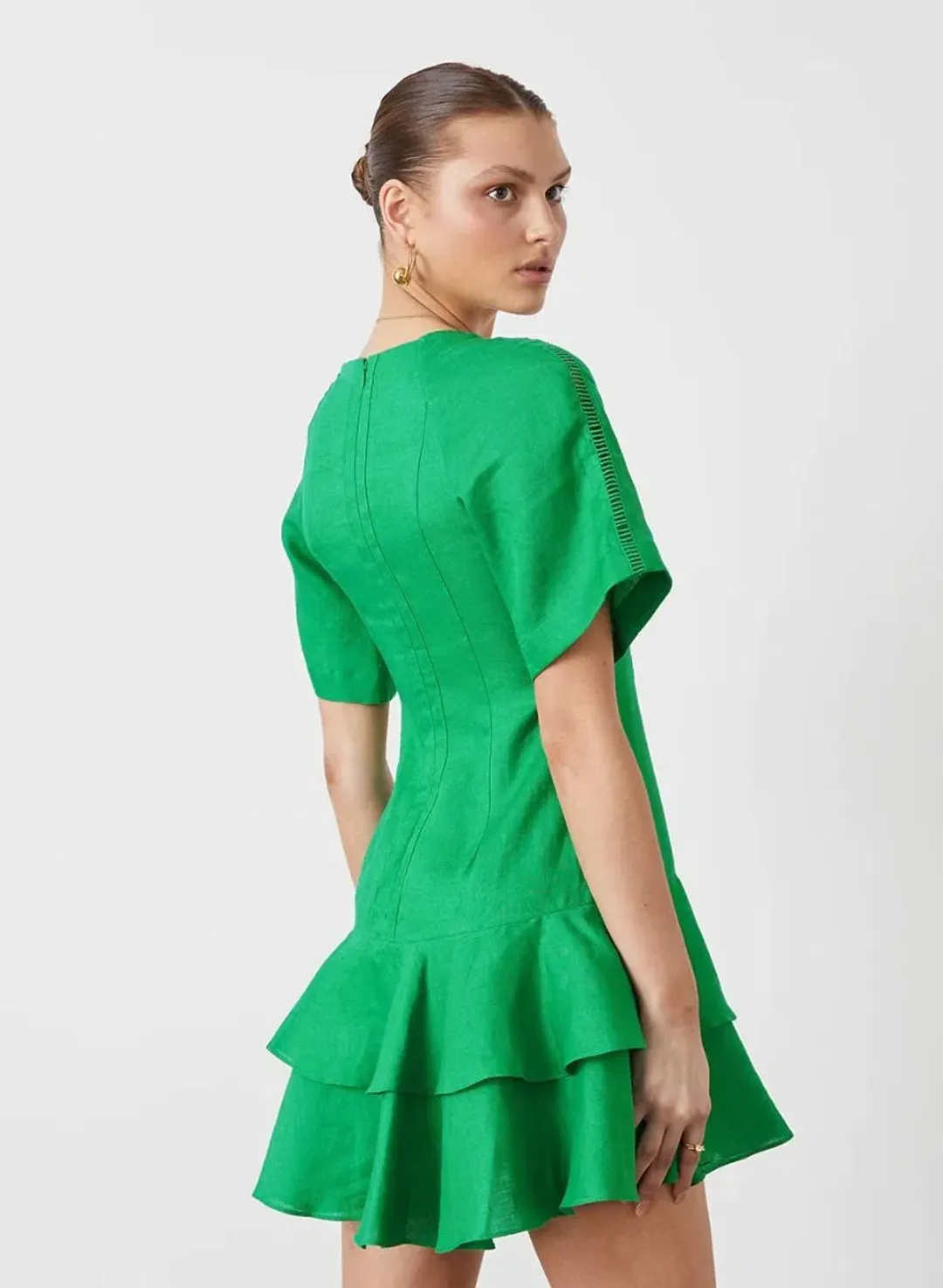 Joslin Gwen Linen Mini Dress Green Size 18 for rent on The Volte - main image