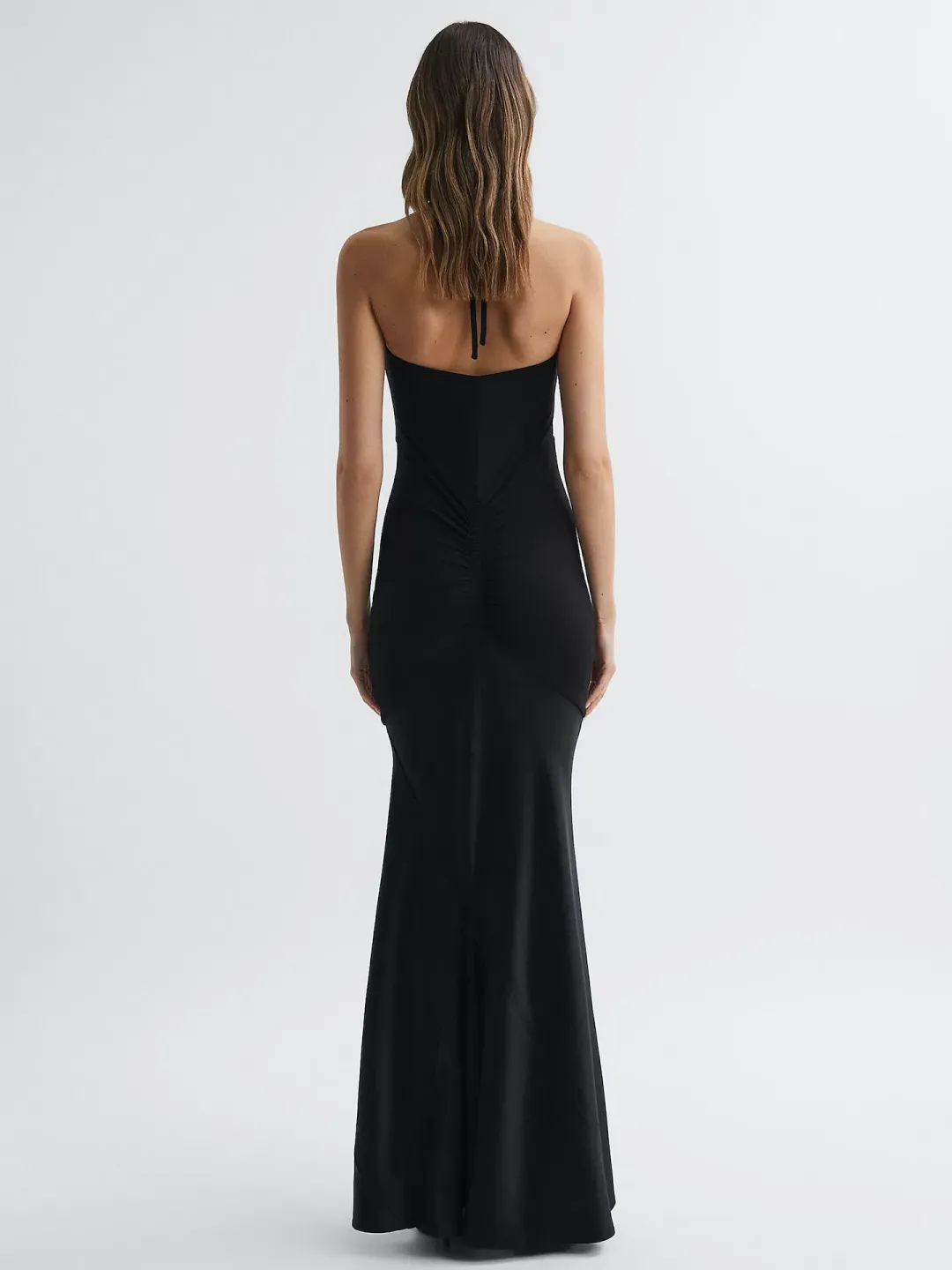Reiss Thalía Plunge Neck Halter Maxi Dress in Black Size 6 for rent on The Volte - main image