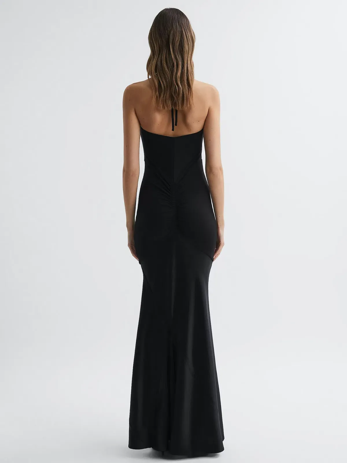 Reiss Thalía Plunge Neck Halter Maxi Dress in Black Size 6 - Image 2