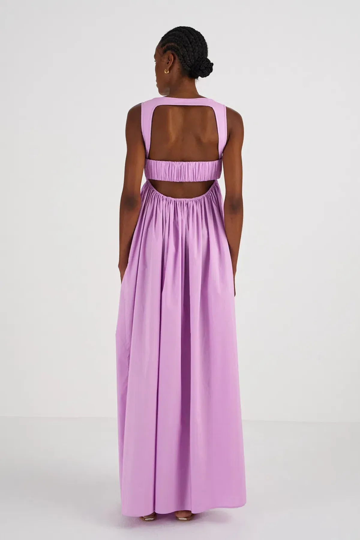 OROTON Strappy Open Back Poplin Maxi Sundress in Wisteria Purple Size 6 - Image 5