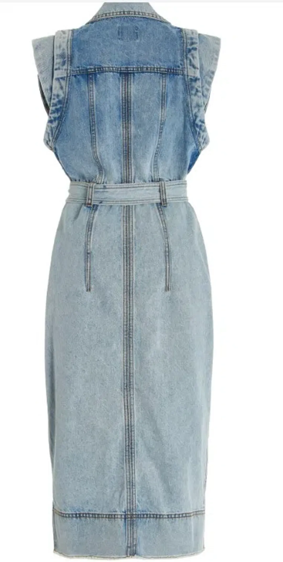 Aje Belmond Belted Denim Midi Dress Blue Size 10 for rent on The Volte - main image