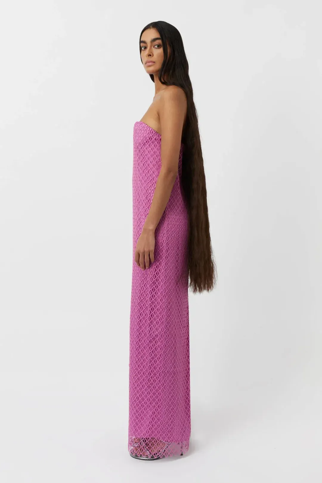 Camilla & Marc Sinclar Lace Maxi Dress Magenta Pink Size 8 for rent on The Volte - main image