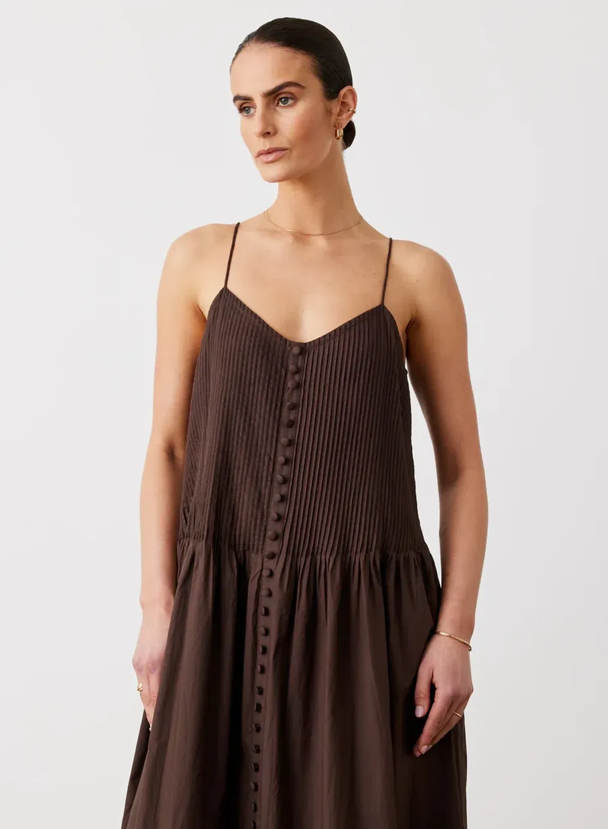 Joslin Lucia Organic Cotton Maxi Dress Chocolate Brown Size 10 - Image 5