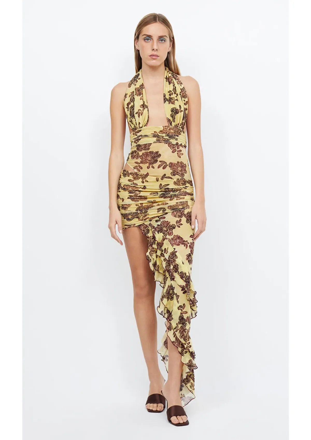 Bec & Bridge Malibu Bay Halter Dress Citrus Plum Floral Size 8 - Image 2