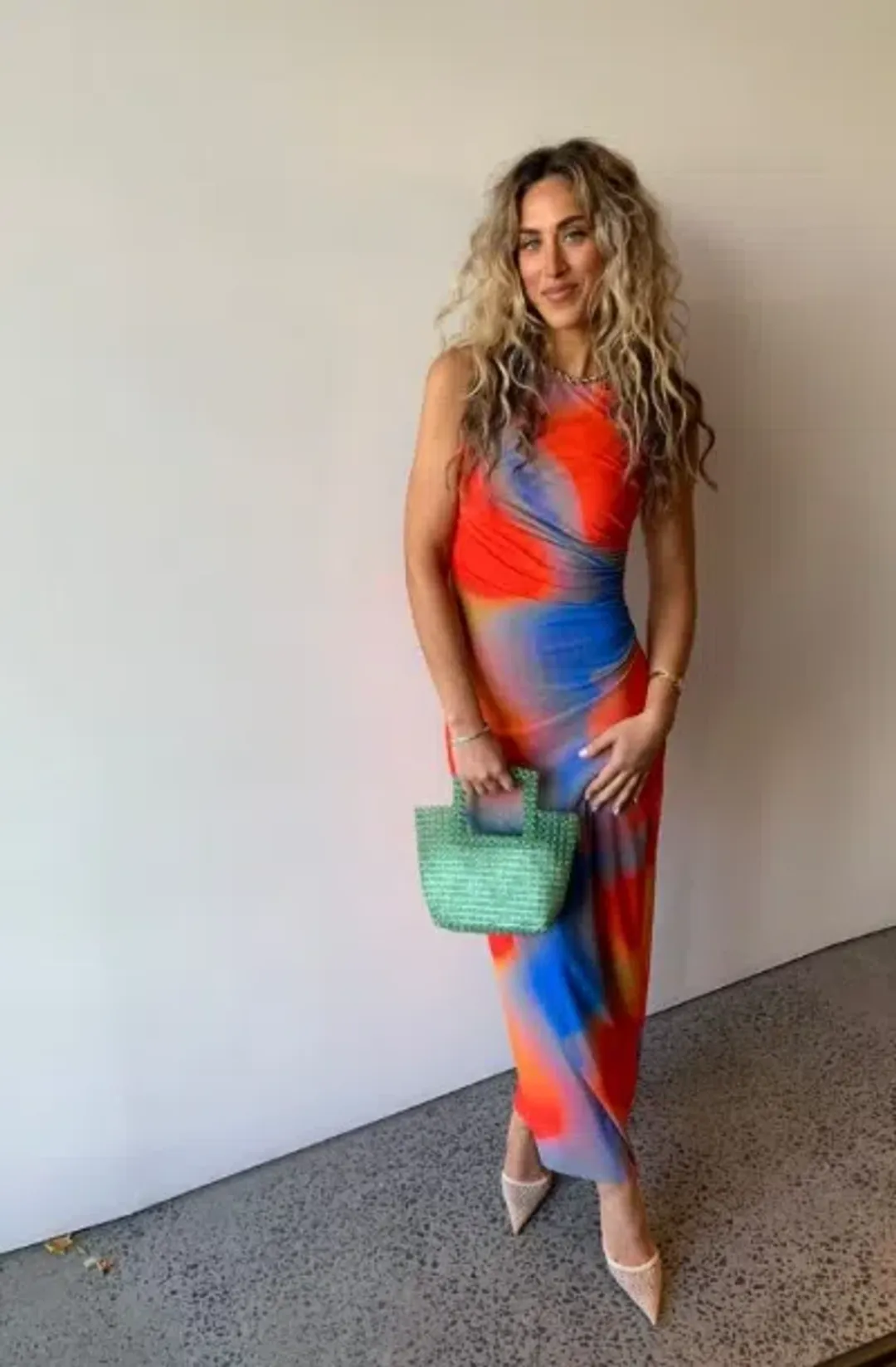 Scanlan Theodore Italian Watercolour Print Dress Blue/Red Size 6 for rent on The Volte - main image