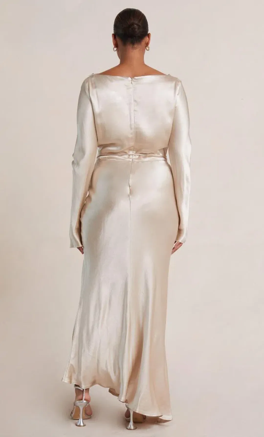 Bec & Bridge Moon Dance Long Sleeve Cowl Dress Sand Size 12  for rent on The Volte - main image