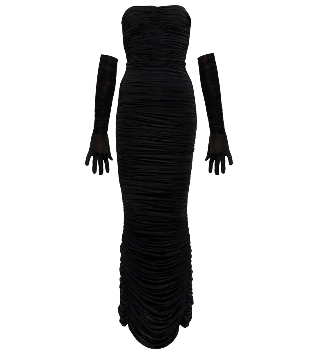 Alex Perry Haynes Strapless Gown With Gloves Black Size 6 for rent on The Volte - main image