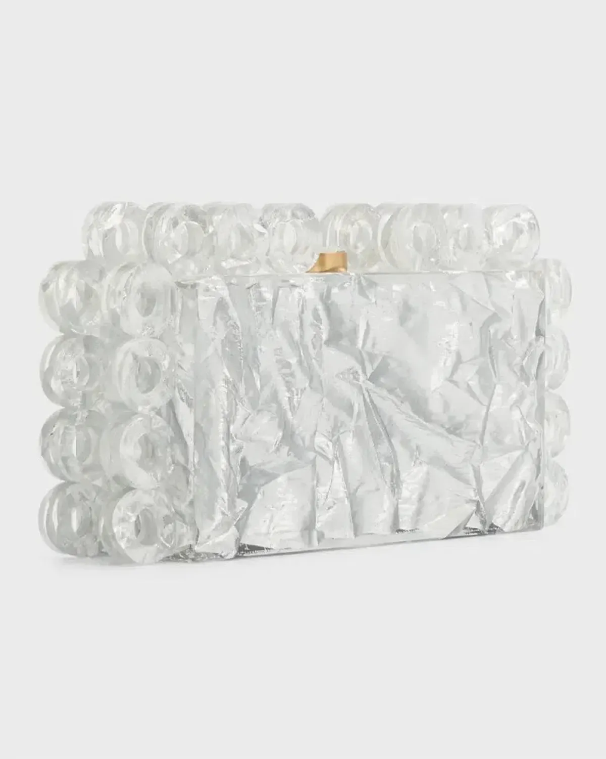 Cult Gaia Harlow Ring Crinkled Metallic Silver Clutch Bag - Image 3