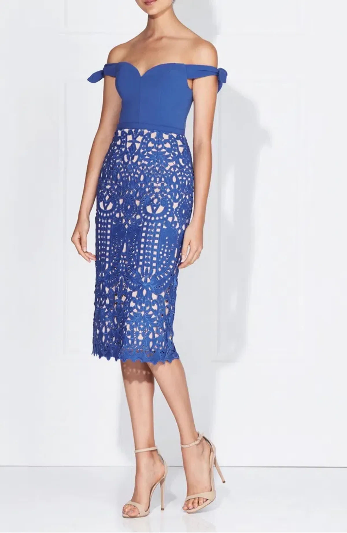 Love Honor Audra Lace Midi Dress Blue Size 10 - Image 1