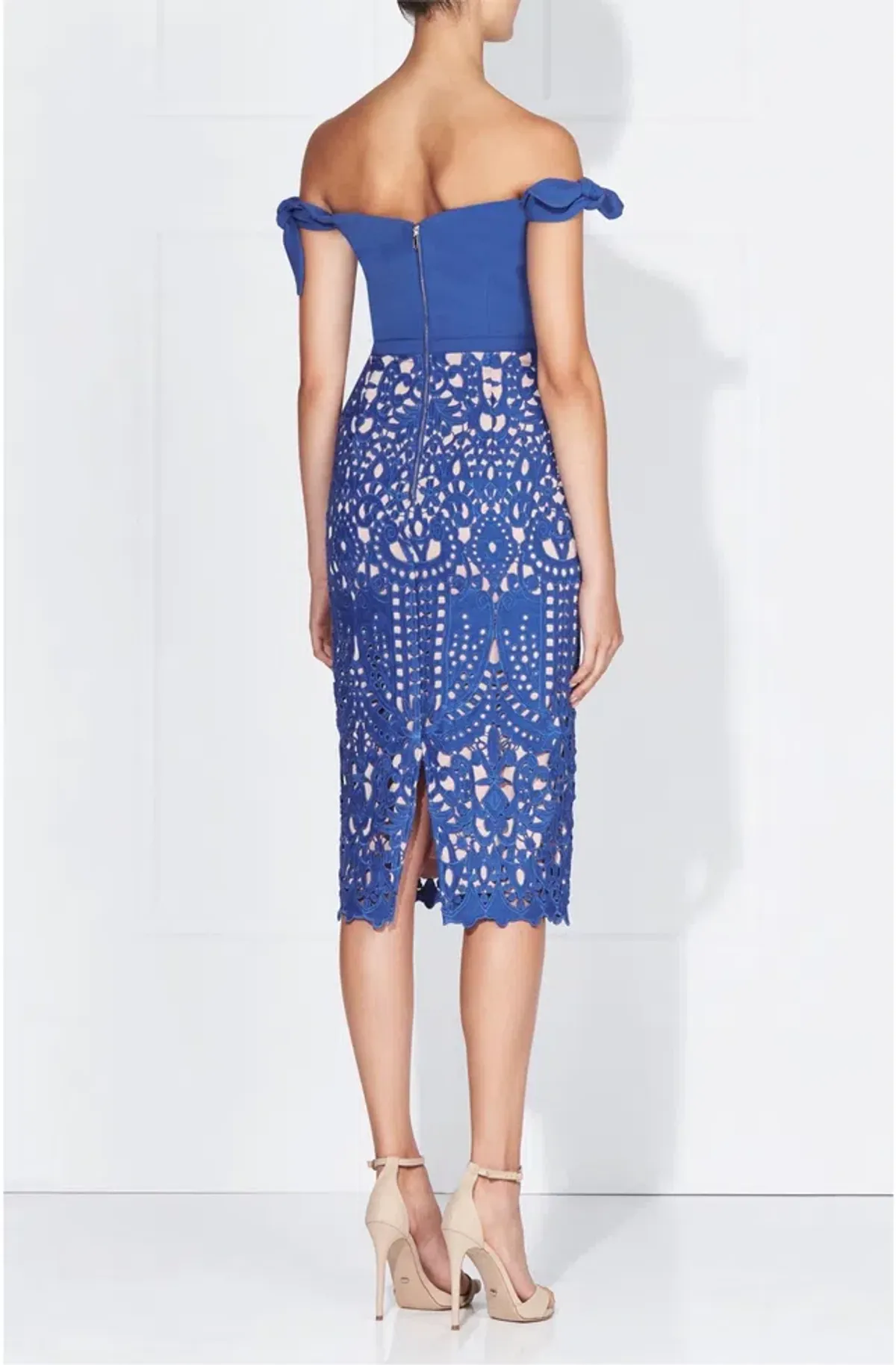 Love Honor Audra Lace Midi Dress Blue Size 10 - Image 2