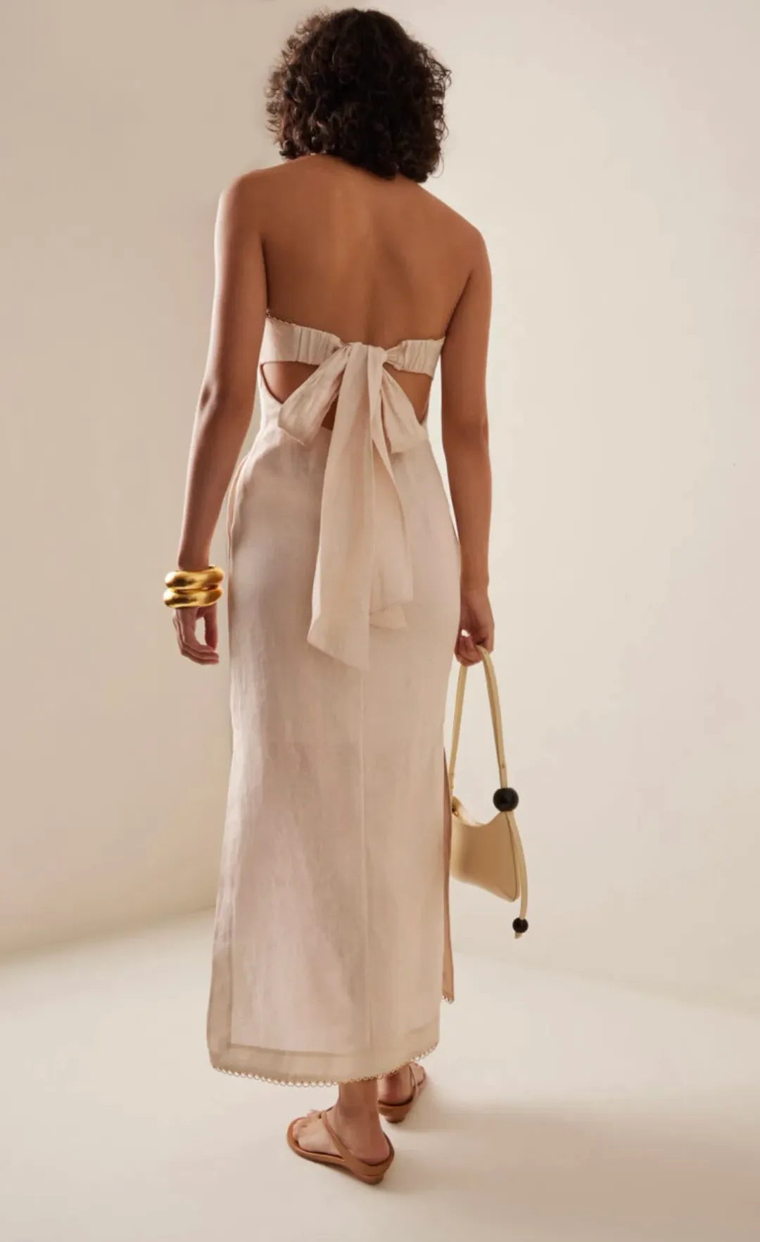 Zimmermann Lexie Column Dress Ivory Palm Size 1/ AU 10 for rent on The Volte - main image