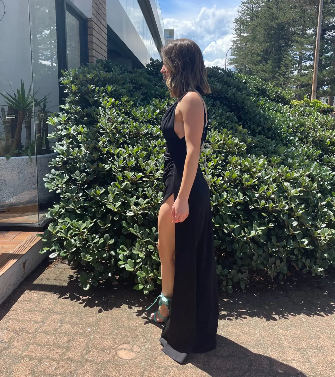 Alamour The Label Irma Low Neck Gown Black Size 8 for rent on The Volte - main image