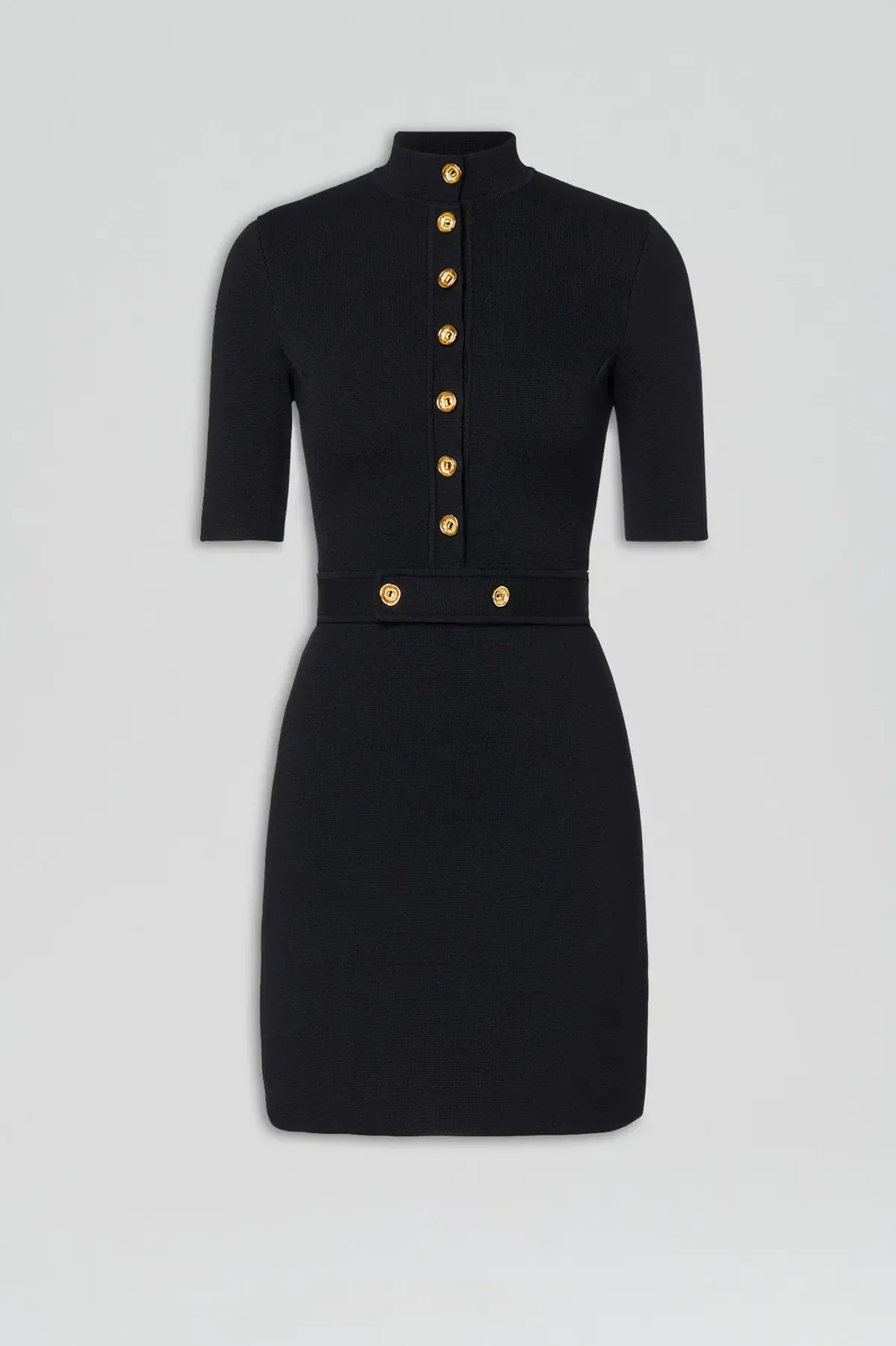 Scanlan Theodore Crepe Knit Mini Button Dress Black XS / AU 6 - Image 3