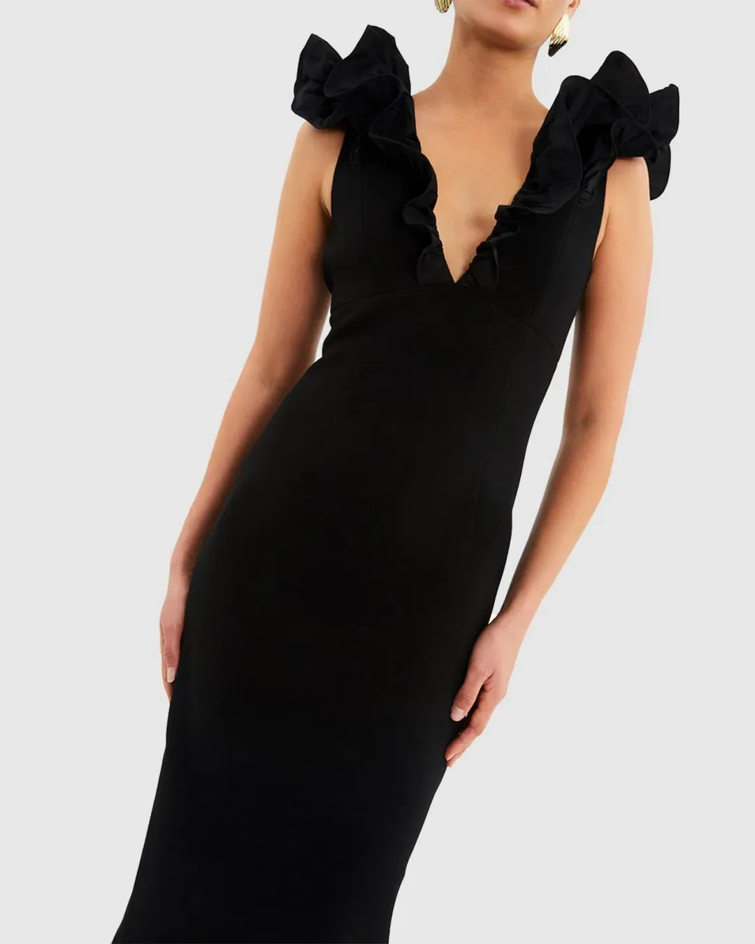 Rebecca Vallance Chloe Midi Dress Black Size 14  for rent on The Volte - main image