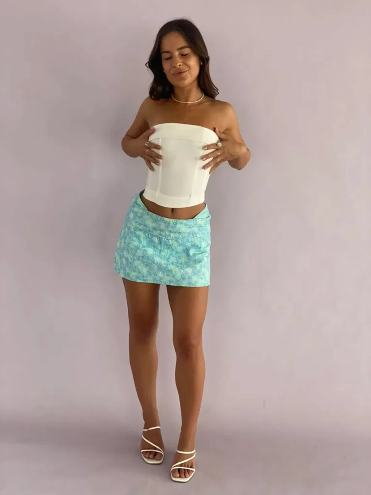 Eisha Collective Milah Mini Skirt Blue Floral Size 0 / AU 6 - Image 2