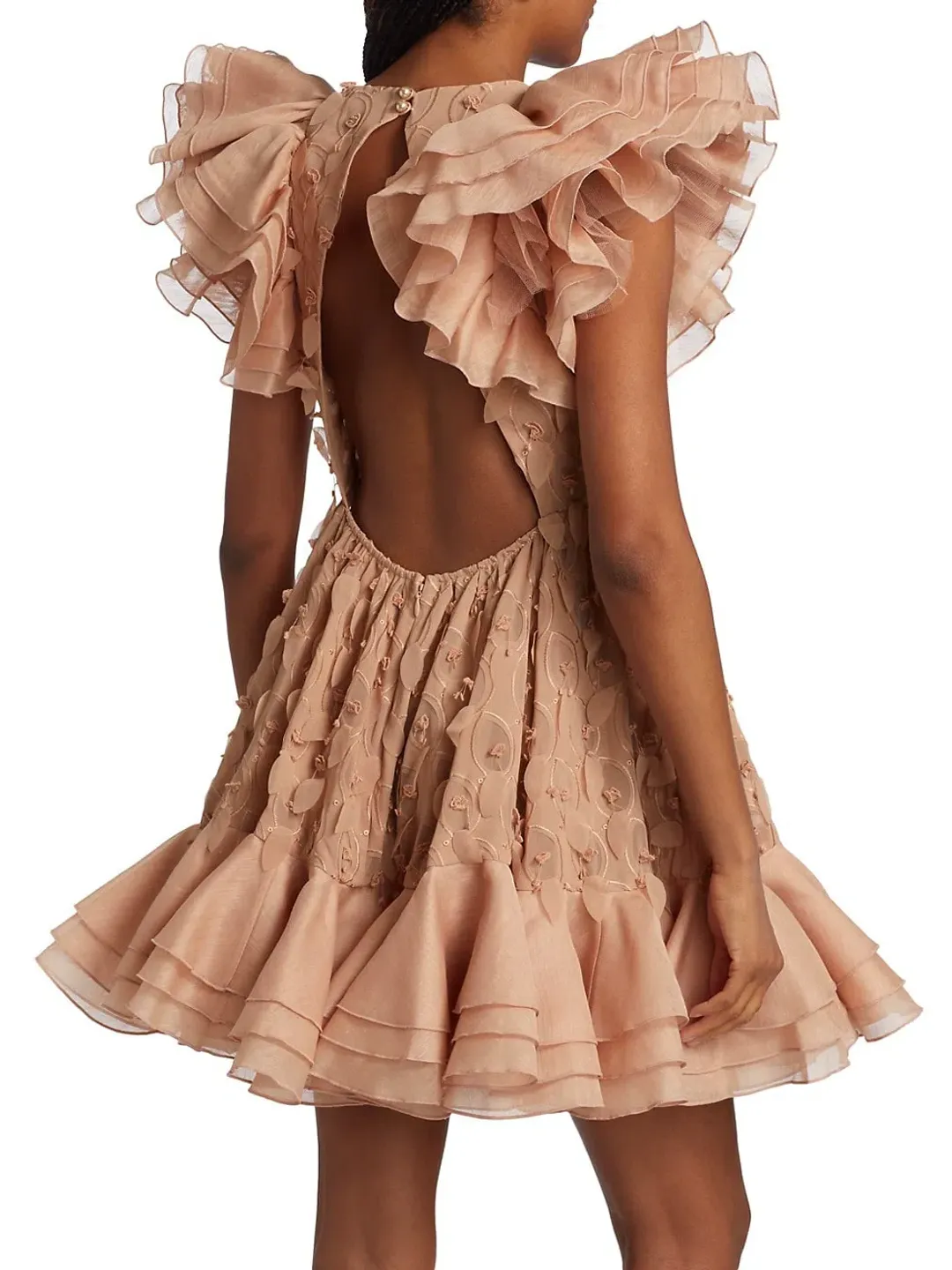 Zimmermann Dancer Frilled Mini Dress Blush Size 1 / 10 AU for rent on The Volte - main image