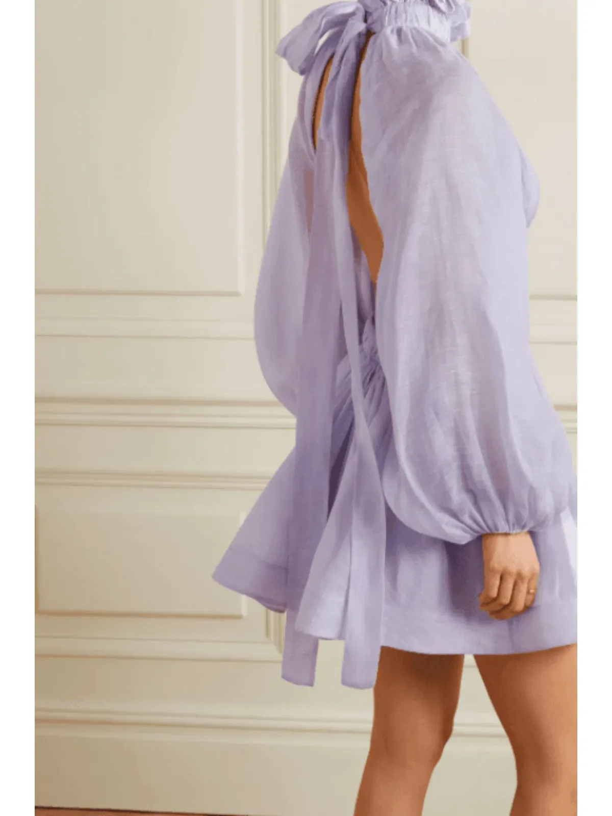 Zimmermann Luminous Long Sleeve Mini Dress Lavender Size 0 / AU 8  - Image 2
