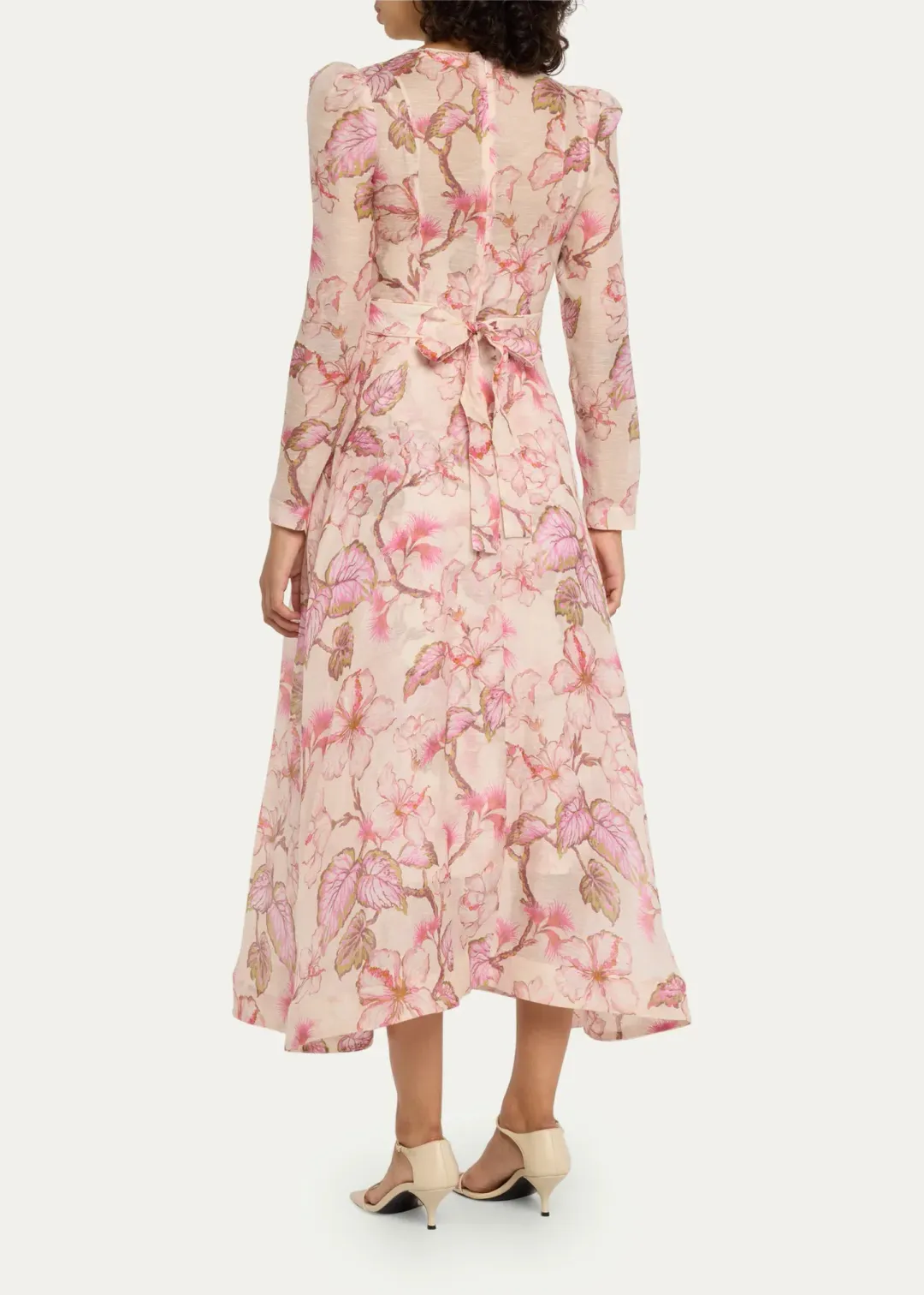 Zimmermann Matchmaker Floral Midi Dress Coral Hibiscus Size 3 / AU 14 for rent on The Volte - main image