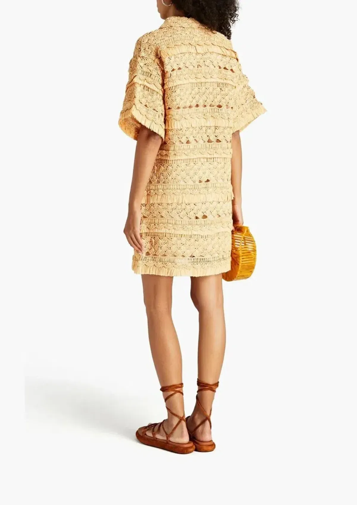 Zimmermann Postcard Crochet Mini Dress Straw Size 2 / AU 12  - Image 2