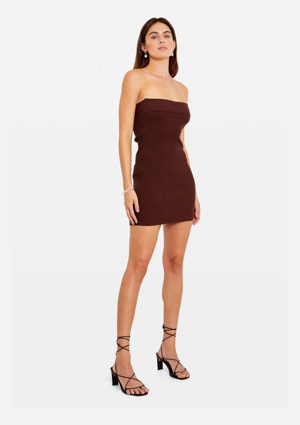 Tuchuzy Ribbed Tube Mini Dress Brown Size XS / AU 6 - Image 2