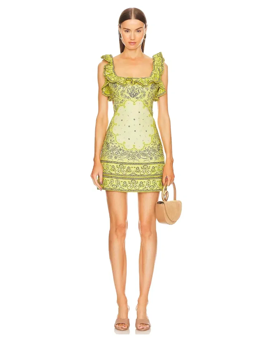 Zimmermann Matchmaker Frilled Mini Dress Yellow Bandana Size 0P / AU 6 for rent on The Volte - main image