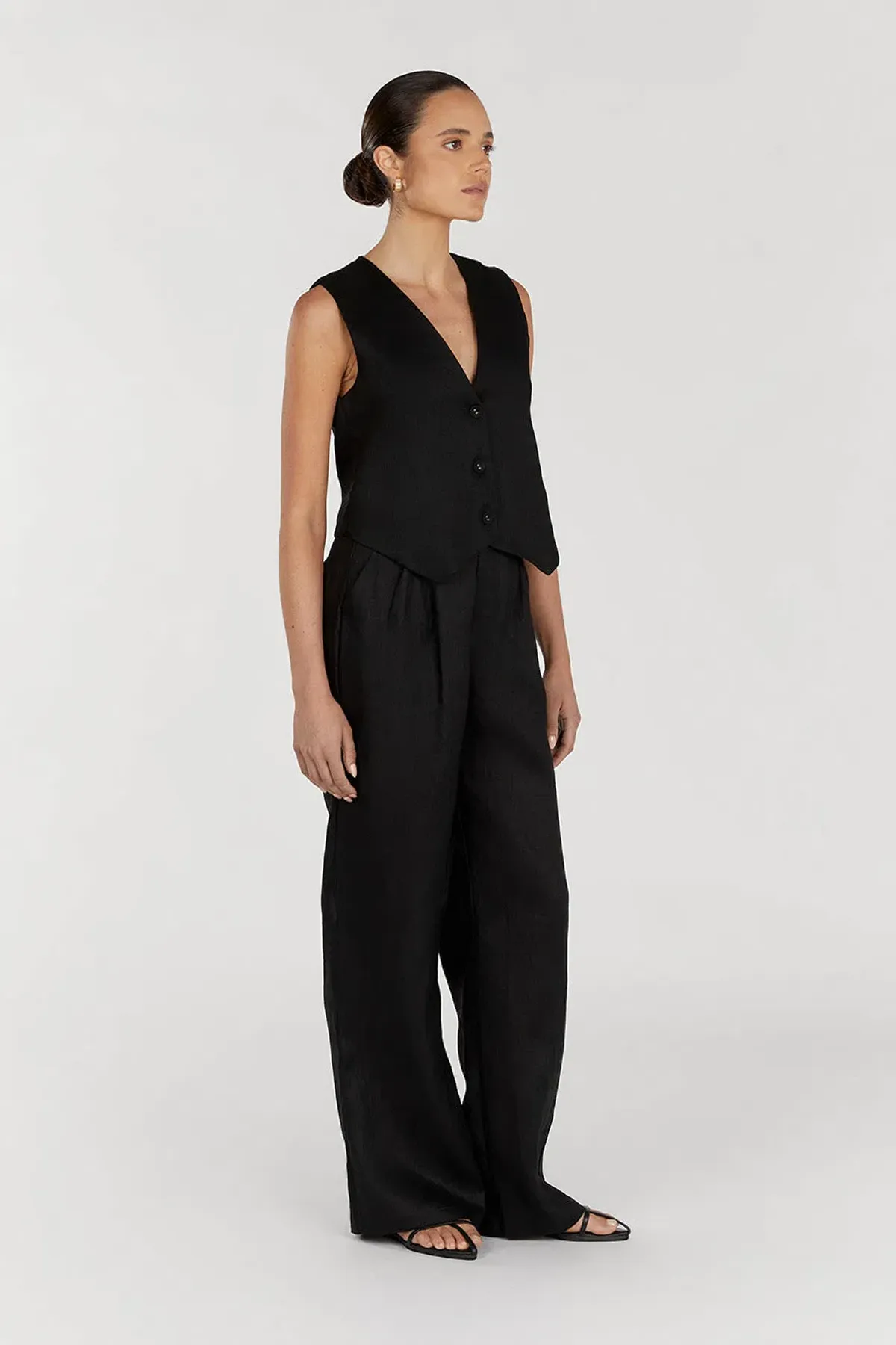Dissh Banks Linen Vest and Norah Pants Set Black Size 10 - Image 1
