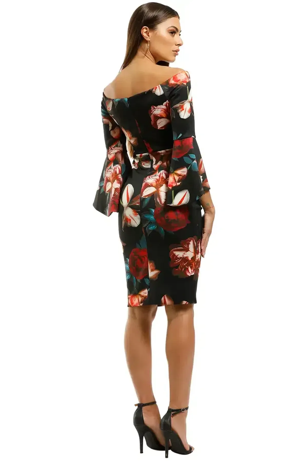 Montique Petra Printed Scuba Dress in Black Floral Size 18 - Image 3