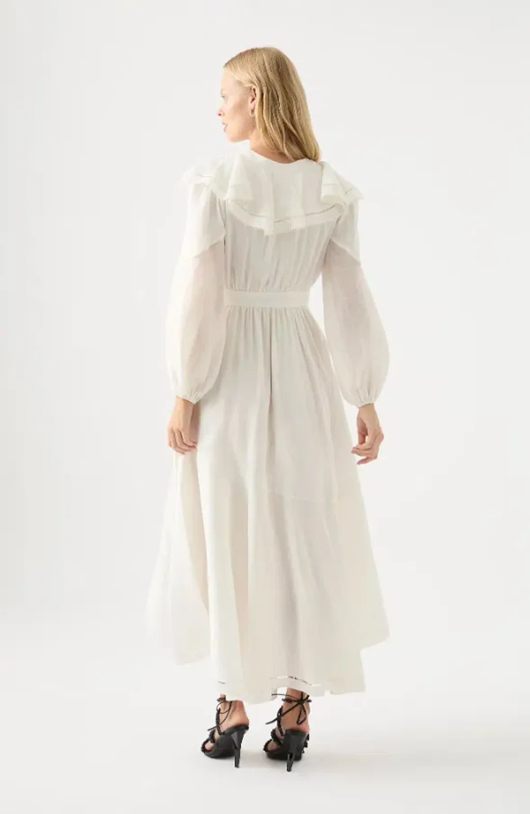 Aje Zoe Ruffle Wrap Midi Dress in Ivory Size 8 for rent on The Volte - main image