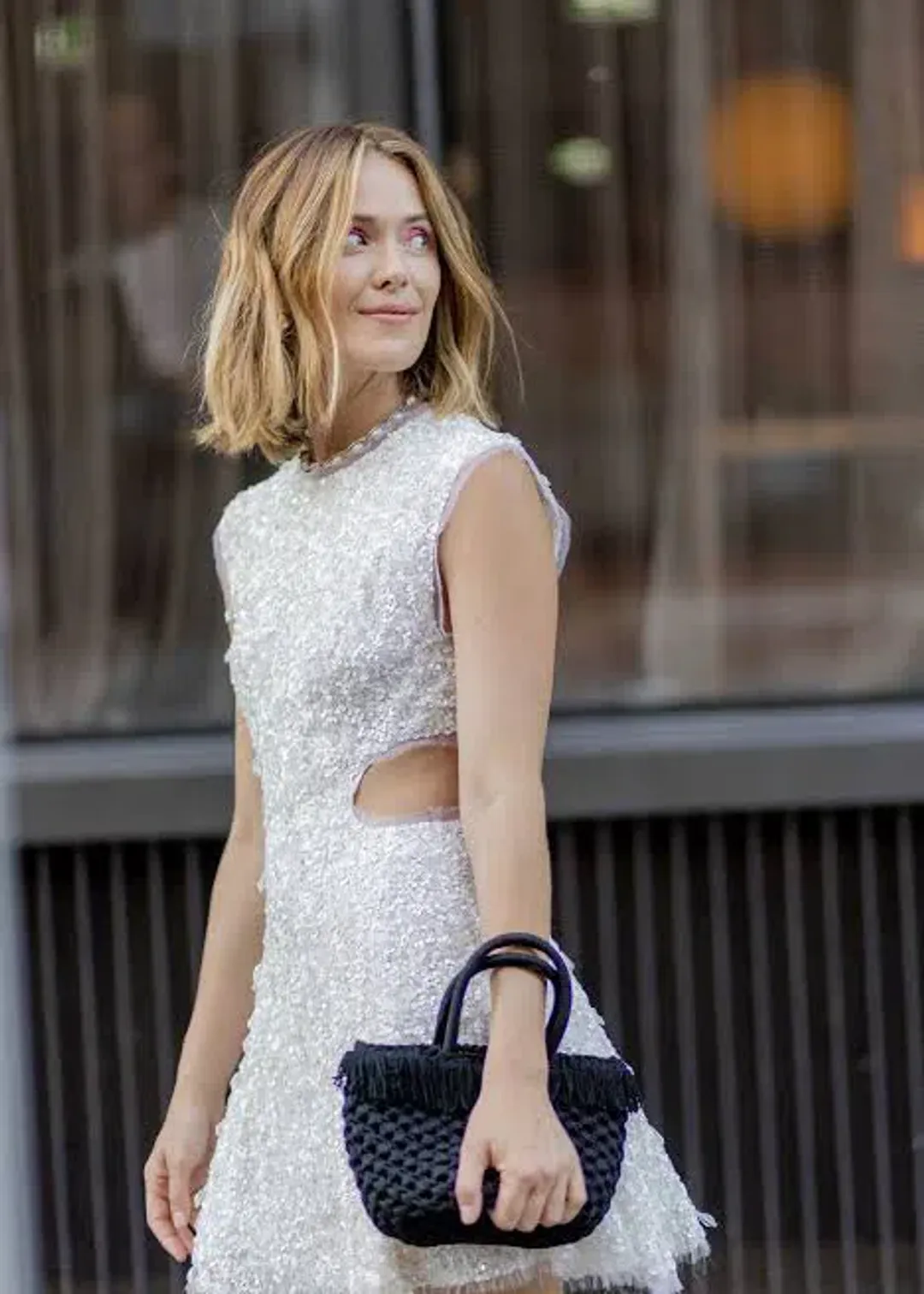 Aje Mirage Beaded Mini Dress Ivory Size 8 for rent on The Volte - main image