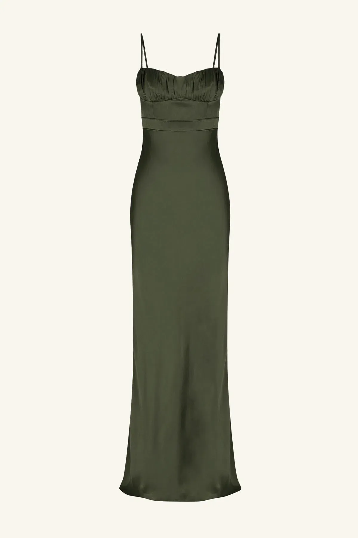Shona Joy La Lune Corded Ruched Maxi Dress in Forest Green Size 8 - Image 5
