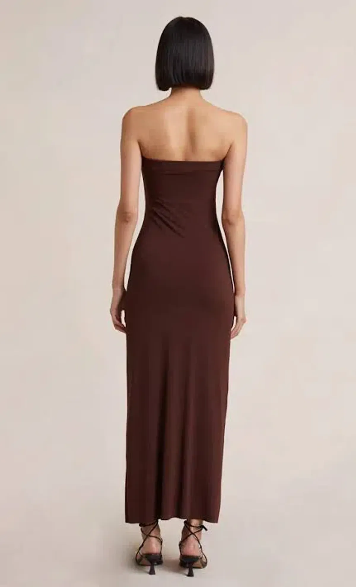Bec & Bridge Myla Strapless Midi Dress in Chocolate Brown Size 8 - Image 3