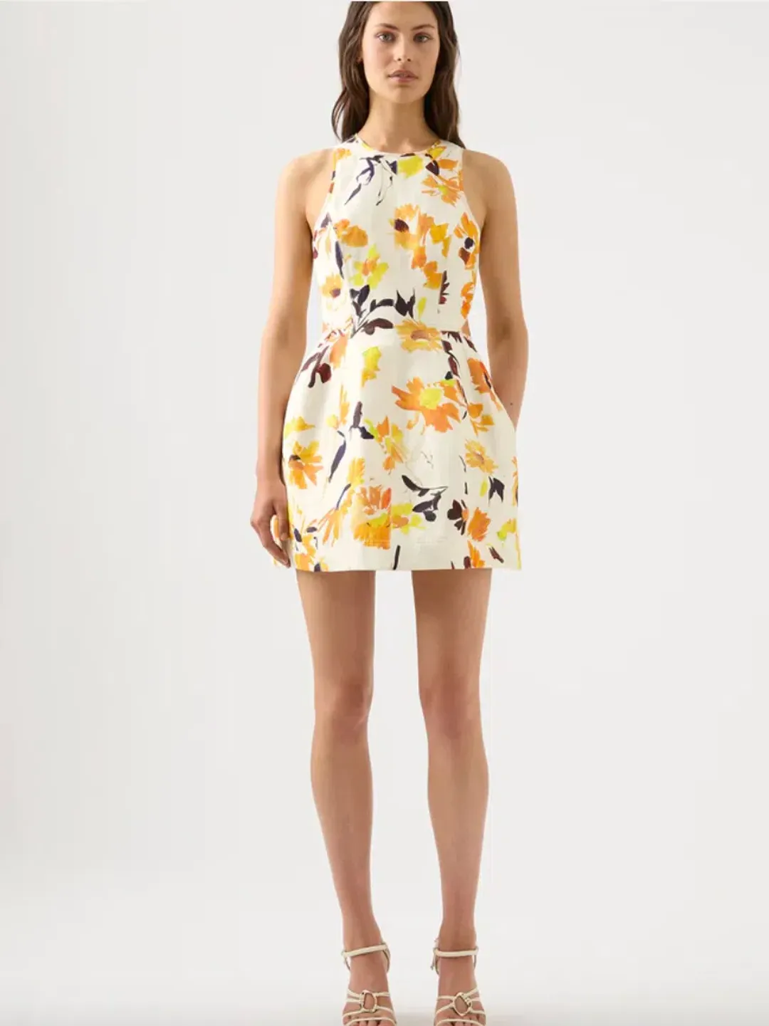 Aje Tulip Cut Out Mini Dress Pressed Sunflowers Size 8 for rent on The Volte - main image