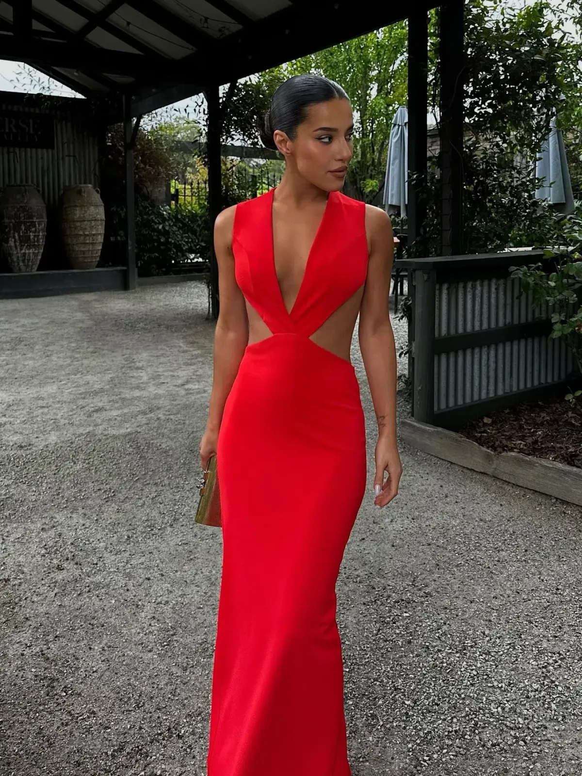 Effie Kats Valencia Gown Cherry Red Size S / AU 8 - Image 2