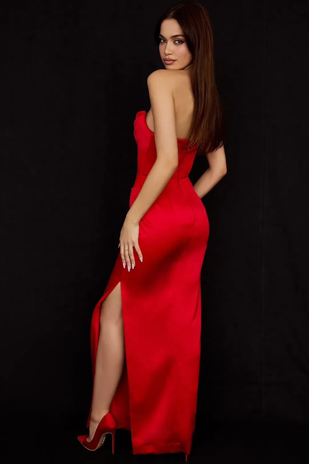 House Of CB Adrienne Strapless Corset Dress Scarlet Red Size M / AU 10  for rent on The Volte - main image