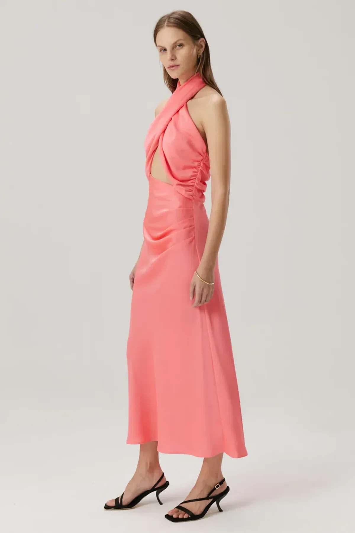 MISHA Linnea Satin Midi Dress Watermelon Pink Size 8/S - Image 2