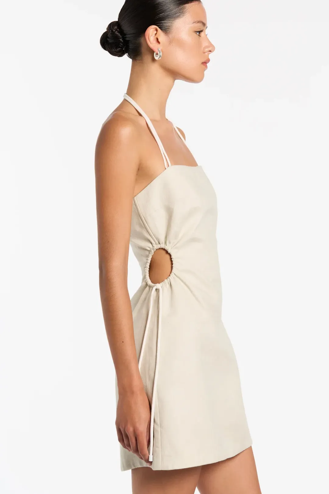 Sir The Label D'Orsay Corded Strapless Mini Dress Ecru Size 8 for rent on The Volte - main image