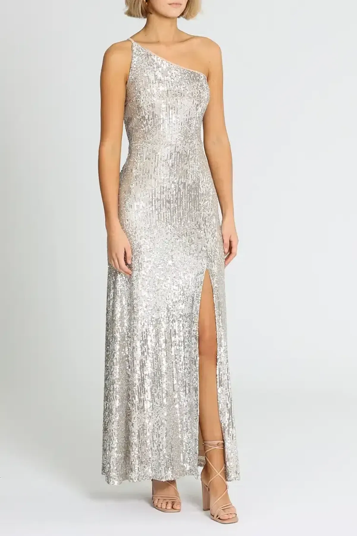 Montique Elle Sequin Mink Gown in Mink Size 8 - Image 2