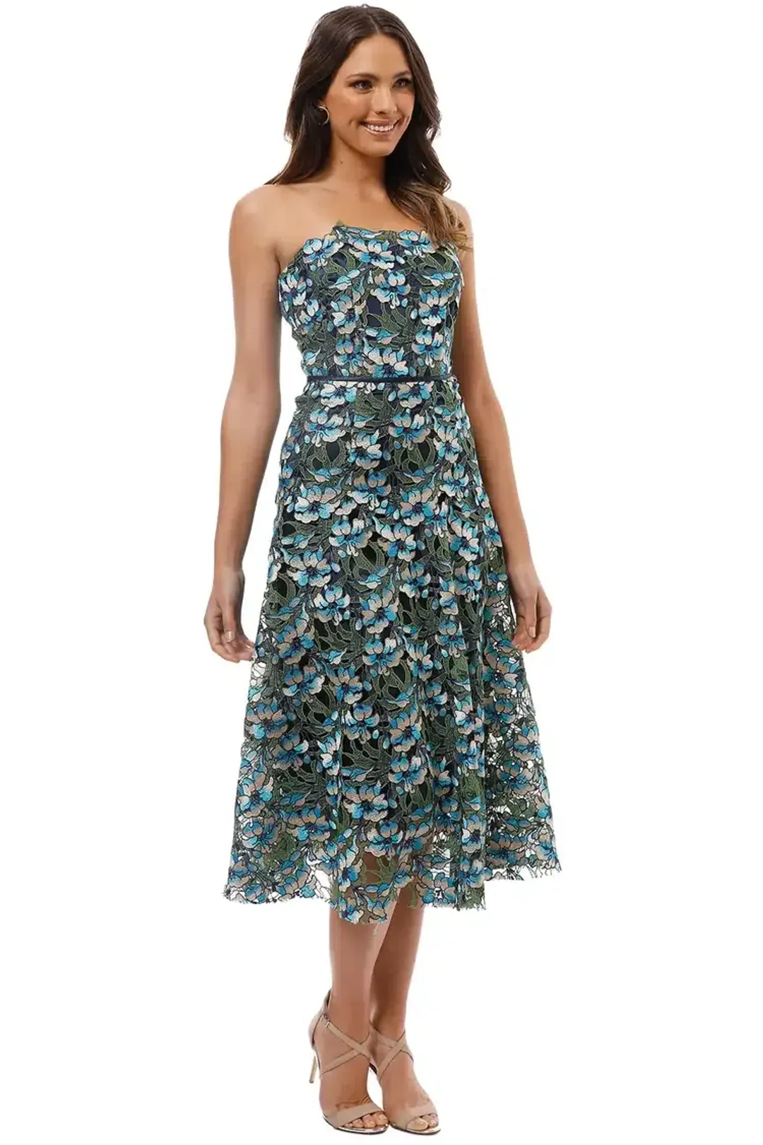 Moss and Spy Gardenia Strapless Dress Floral Size 8 for rent on The Volte - main image