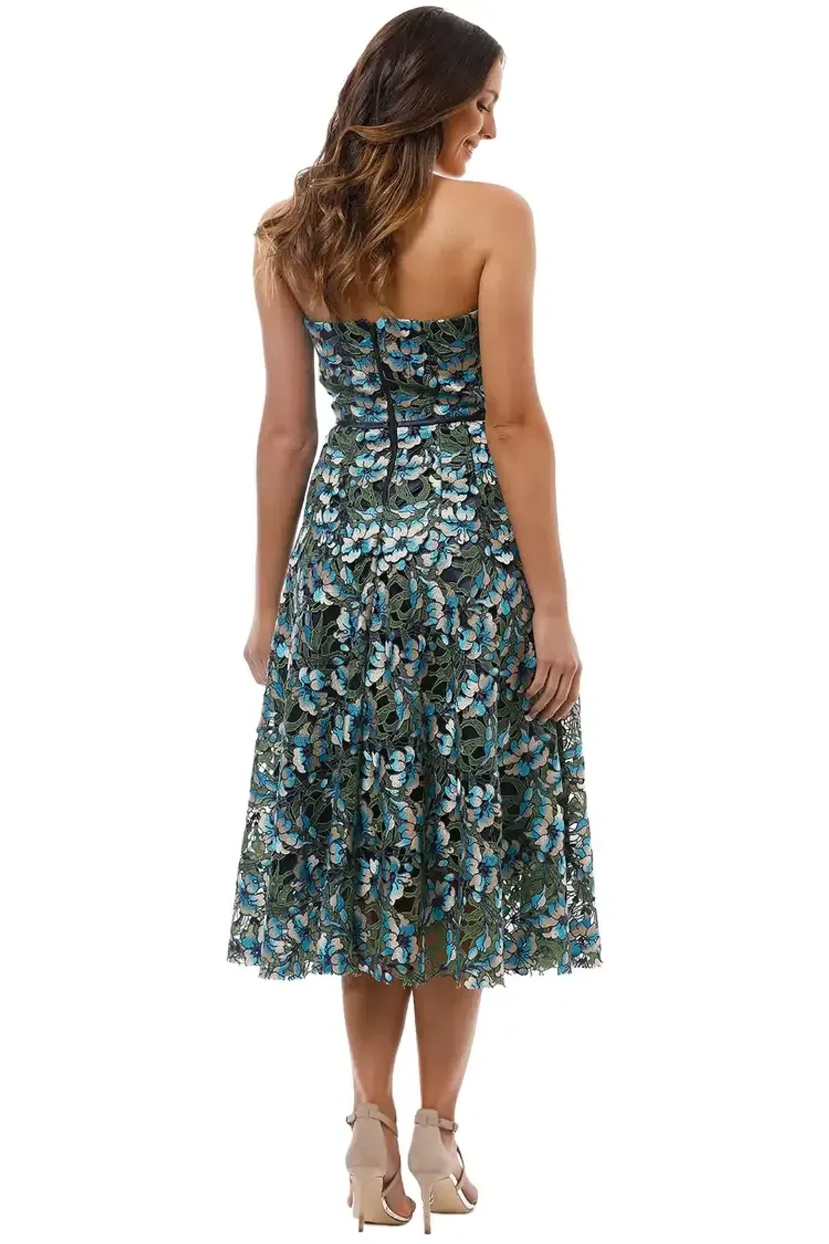 Moss and Spy Gardenia Strapless Dress Floral Size 8 - Image 3