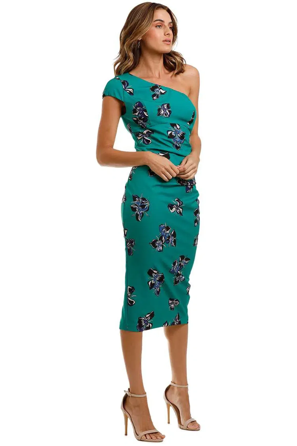 Moss and Spy Valencia One Shoulder Dress in Multi Size 12 - Image 1