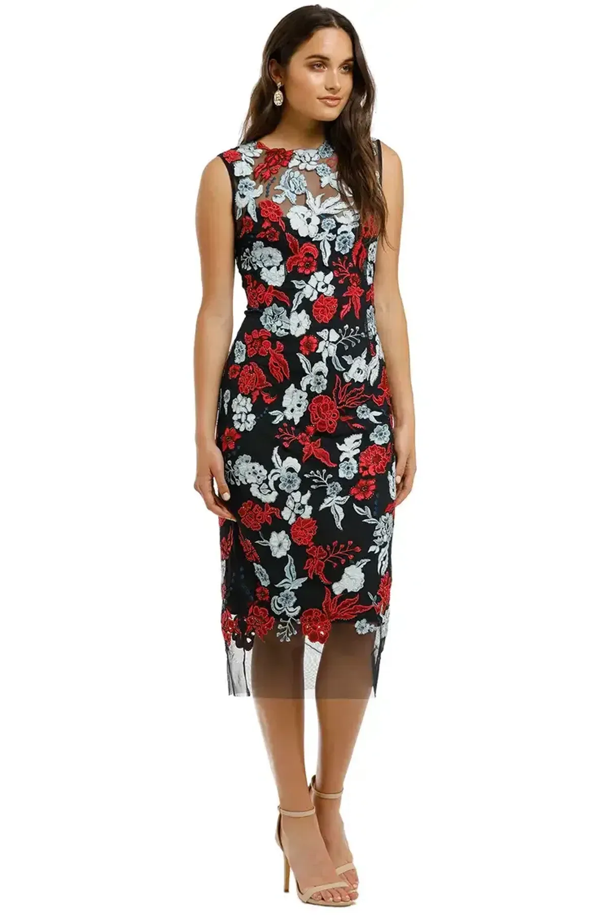 Moss and Spy Primrose Shift Dress in Navy and Red Size 10 - Image 1