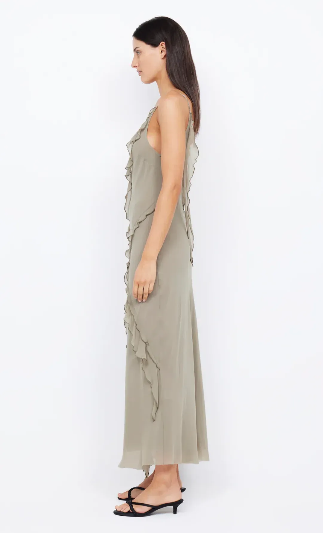 Bec and Bridge Gabriel Frill Maxi in Sage Green Size AU 6 for rent on The Volte - main image